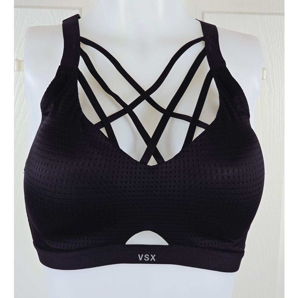 Victoria Secret Sport VSX Black Adjustable Wireless Sports Bra Womens 36D